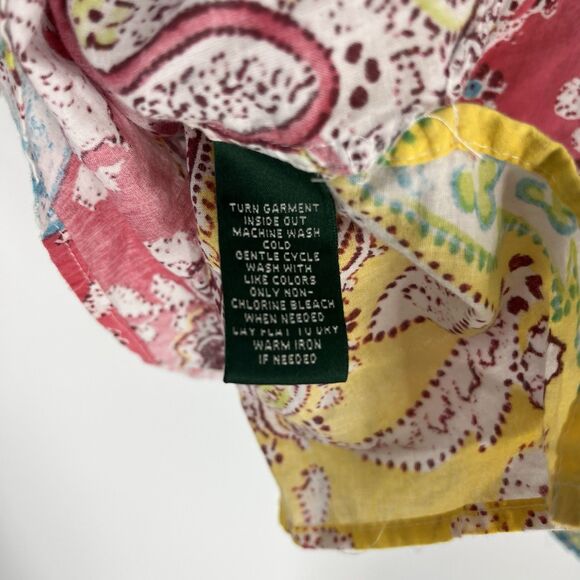 Lauren Ralph Lauren Shirt Size 3X Yellow Paisley Print Button Down Top Blouse - Picture 7 of 7
